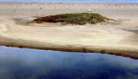 Easington Barrow on the beach in 1996