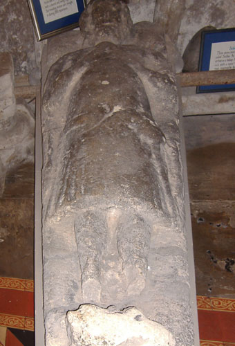 A mediaeval effigy inside the church
