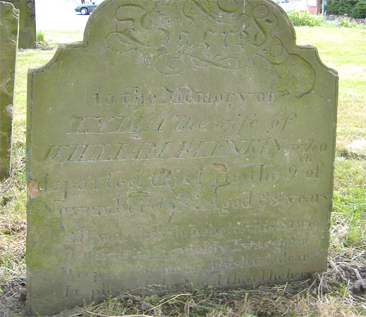 The gravestone of Lydia Blenkin, wife of William Blenkin