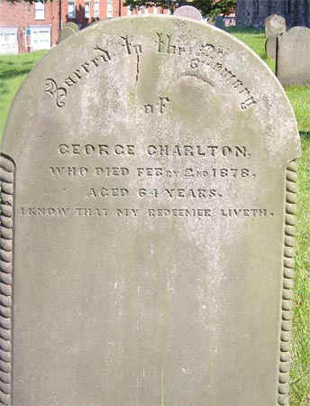 The gravestone of George Charlton