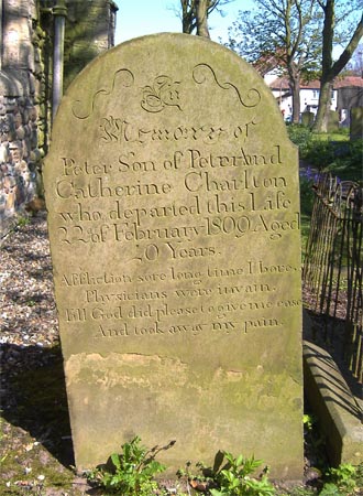 The gravestone of Peter Charlton