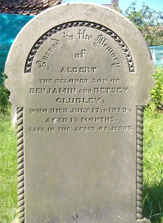 The gravestone of Albert Clubley
