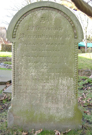 The gravestone of Nancy Mason of Easington