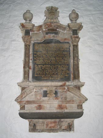 The marble tablet in Easington Church to the memory of John and Joan Overton.